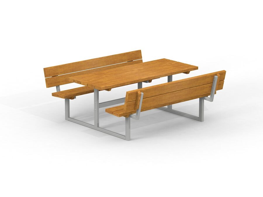 Bänkbord dubbel med ryggstöd