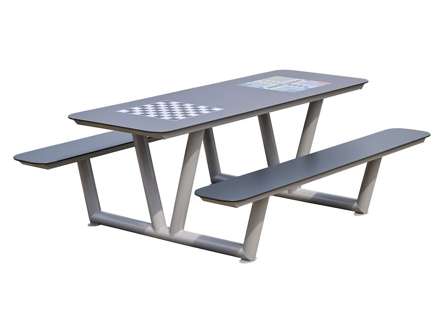 Benkbord i stål med 2 spilleplater
